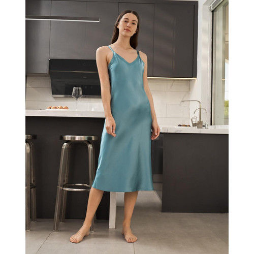 Chemise De nuit En Soie  Robe Sexy Pour Femme bleu LilySilk  - Lingerie de Nuit et Nuisettes Grande Taille