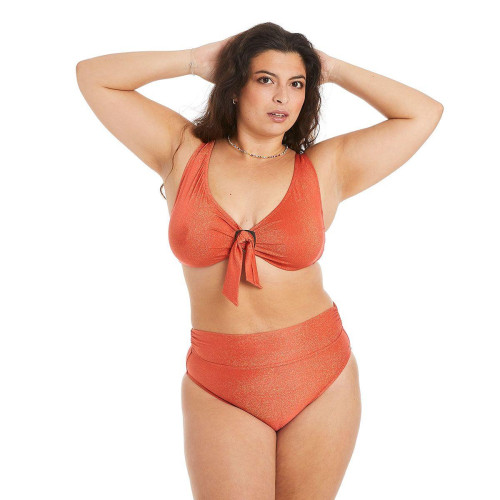 Haut de maillot de bain à armatures orange Maui Camille Cerf x Pomm Poire  - Maillot de bain orange