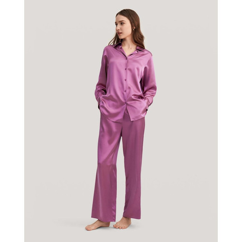 Viola Pyjama surdimensionné en soie violet LilySilk  - Lingerie grande taille nouveautes
