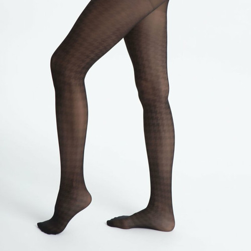 Collant pied de coq fantaisie femme Dim - Noir Dim  - Promo fitancy lingerie grande taille