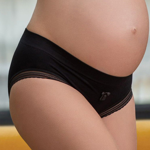 Culotte de grossesse taille basse - noir en viscose Cache Coeur  - Culotte maternite