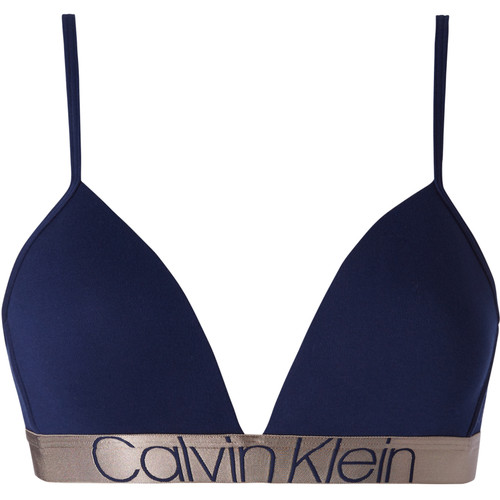 Soutien-gorge triangle sans armatures bleu en coton - Calvin Klein Underwear - Promo fitancy lingerie grande taille