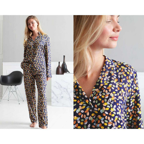 Pyjama femme à motif feuilles Becquet LAUTOMNAL multicolore en viscose Becquet  - Lingerie sexy promotion