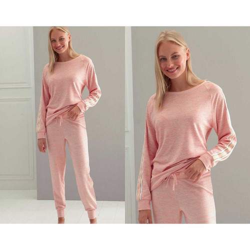 Pyjama femme style sportswear Becquet MALENGEL rose en viscose - Becquet - Lingerie de Nuit et Nuisettes Grande Taille