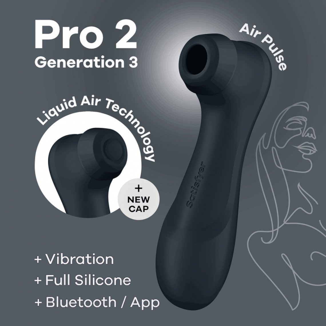 Sexualité Pro 2 Génération 3 Air pluse Connect App et vibration Satisfyer Noir
