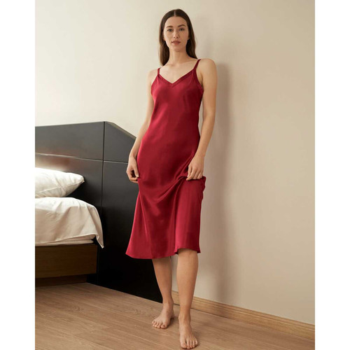 Chemise De nuit En Soie  Robe Sexy Pour Femme rouge LilySilk  - Nouveautés lingerie et maillot grande taille