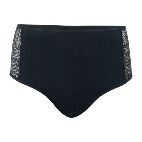 Culotte midi pour fuites urinaires noir en coton - Athéna - Promo fitancy lingerie grande taille