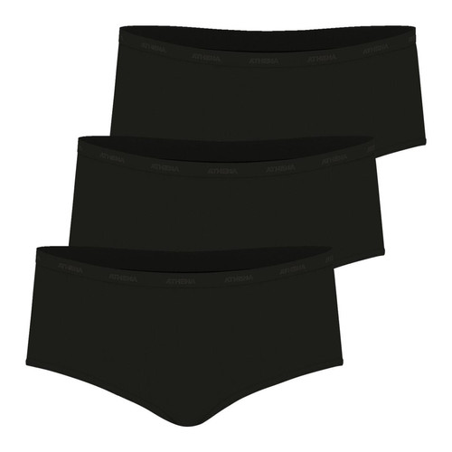 Lot de 3 boxers femme Ecopack Basic noir en coton Athéna  - Lingerie noire