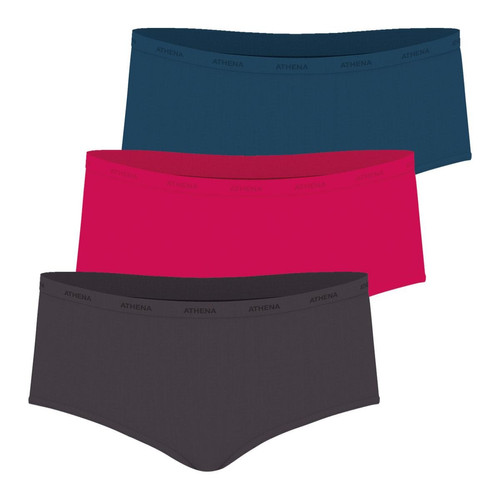 Lot de 3 boxers femme Ecopack Basic rose en coton - Athéna - Lingerie Bonnets Profonds