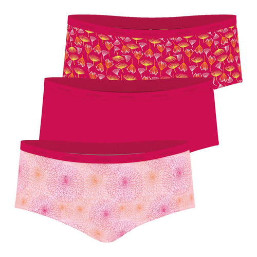 Lot de 3 boxers femme Ecopack Mode rose en coton - Athéna - Octobre rose
