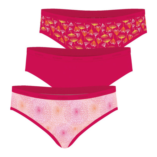 Lot de 3 slips femme Ecopack Mode rose en coton Athéna  - Culotte rose