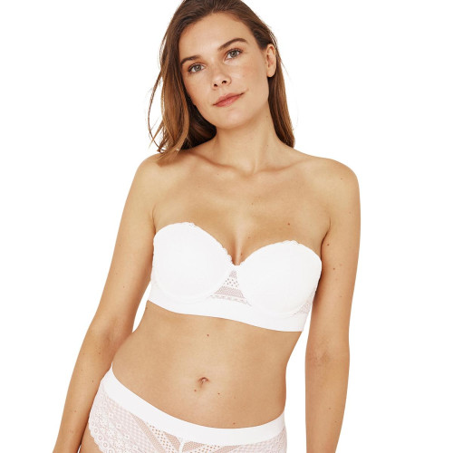 Soutien-gorge bandeau à armatures souples femme Dentelle Blanc Athéna  - Promo fitancy lingerie grande taille