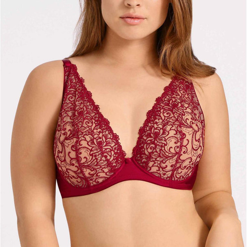 Soutien-gorge plongeant armatures - Rouge Aubade Miss Karl - Lingerie sexy grande taille