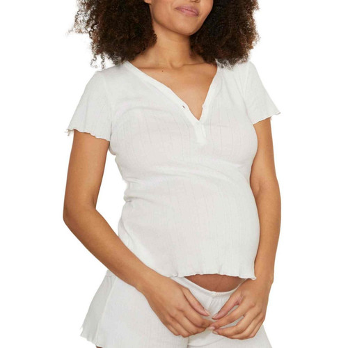 T-shirt de grossesse et d'allaitement - Cache Cœur Lingerie - Blanc en coton bio Cache Coeur  - Soutiens-Gorge Grande Taille