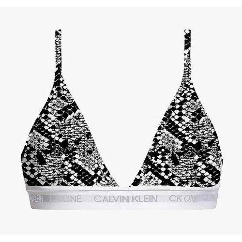 Soutien-gorge triangle sans armatures - Noir imprimé en coton  - Calvin Klein Underwear - Promotion lingerie bonnet d