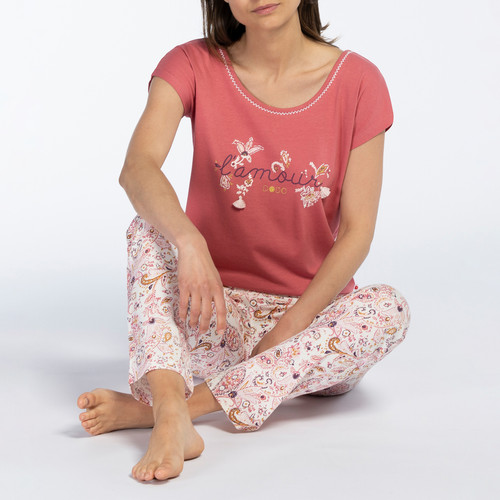 Pyjama long manches longues  rose Naf Naf homewear  - Lingerie de Nuit et Nuisettes Grande Taille