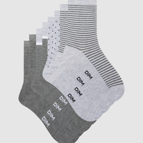 Lot de 4 paires de chaussettes Dim Chaussant Ecod gris chiné/gris/blanc  - Dim chaussant