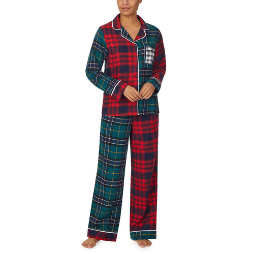 Pyjama avec un pantalon et haut manches longues bleu canard en coton DKNY  - Lingerie sexy promotion