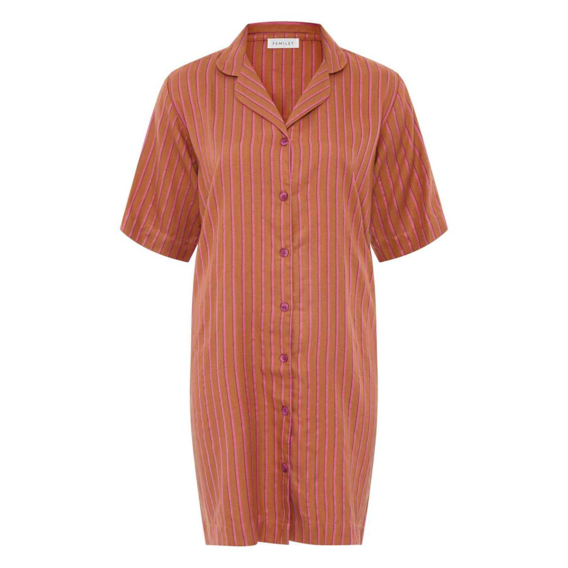 haut de pyjama - chemise longue à manches courtes - orange femilet  - anna en viscose