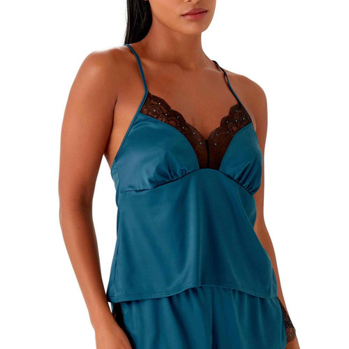 Caraco - Gossard - Bleu en soie Gossard  - Cadeau noel lingerie grande taille