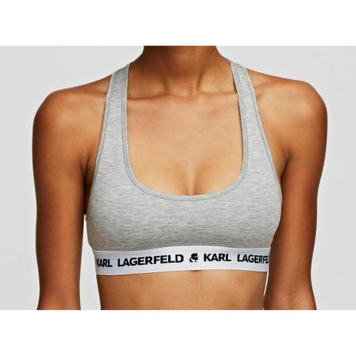 Bralette sans armatures logotee - Gris Karl Lagerfeld  - Promo fitancy lingerie grande taille