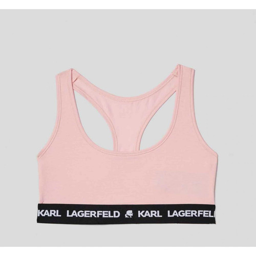 Bralette sans armatures logotée - Rose Karl Lagerfeld  - Soutien-gorge sans armature