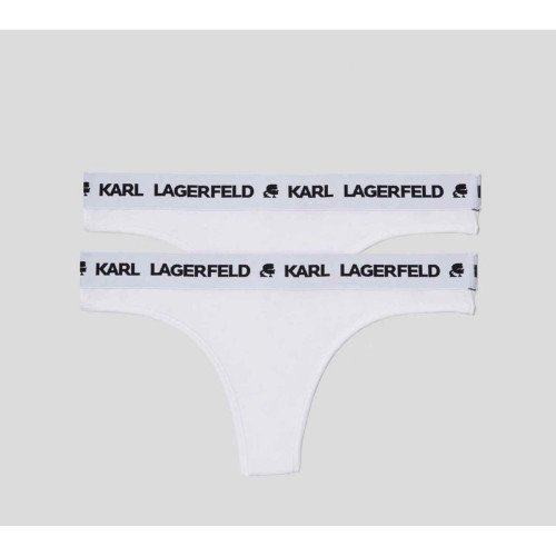 Lot de 2 strings logotés - Blanc - Karl Lagerfeld - Culottes et Bas Grande Taille