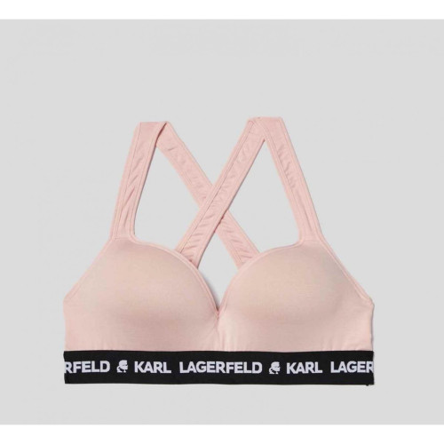 Soutien-gorge rembourré sans armatures logoté - Rose - Karl Lagerfeld - Soutien-gorge sans armature