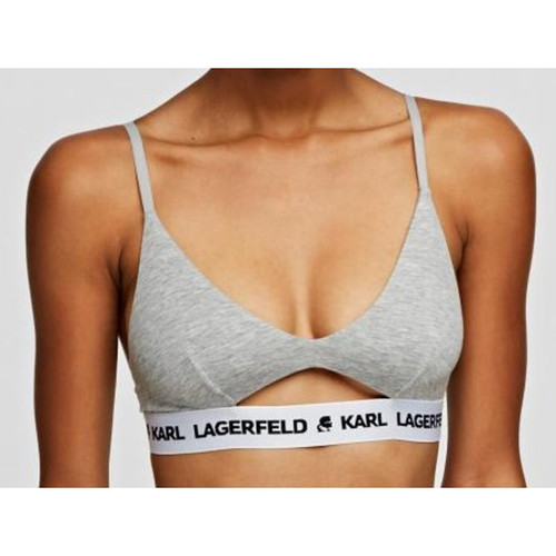Soutien-gorge triangle sans armatures logote - Gris Karl Lagerfeld  - Promo lingerie