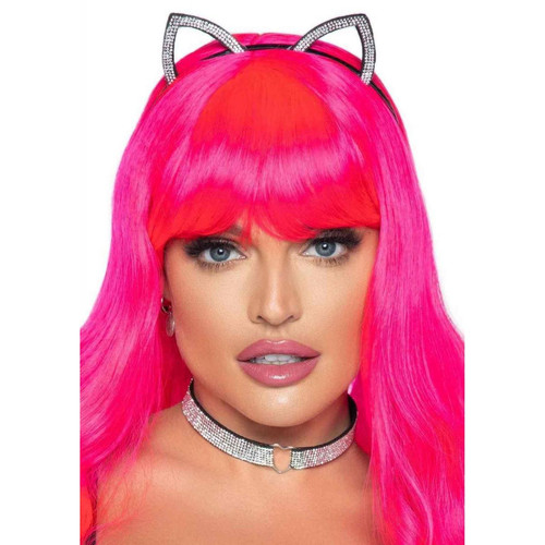 Paire d'oreilles de chat et choker - Gris Leg Avenue Rhinestone - Sexualite jeux coquins et accessoires