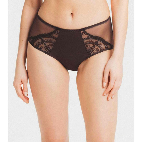 Culotte Taille Haute graphique côté semi-transparent - Marron Louisa Bracq Louisa Bracq  - Promo lingerie