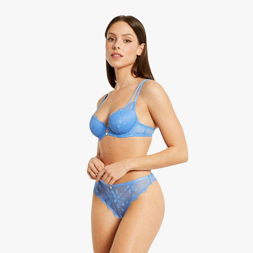 Soutien-gorge ampliforme coque moulée bleu Sarah Dentelle - Morgan Lingerie - Promo fitancy lingerie grande taille