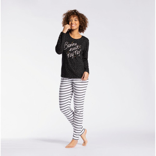 Pyjama Long Femme - Noir Naf Naf Homewear - Lingerie pyjamas et ensembles