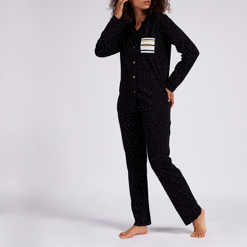 Pyjama Long Femme - Noir Naf Naf Homewear - Lingerie pyjamas et ensembles