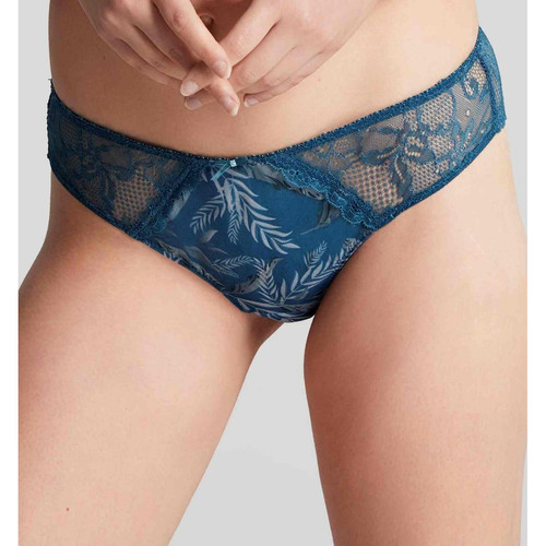 Culotte Brésilienne en Dentelle Ajourée et Tulle Brodé - Bleue Panache - Panache - Promo fitancy lingerie grande taille