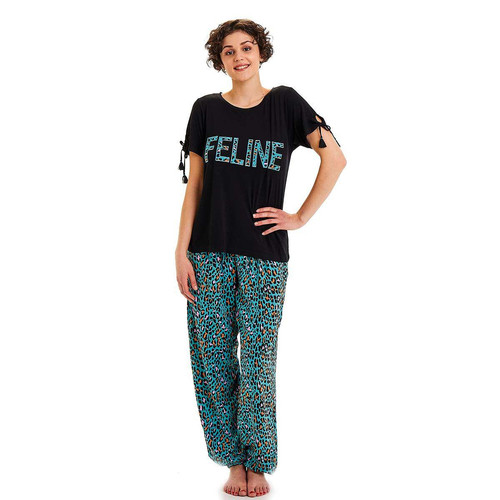 Pyjama - Bleu Pomm Poire Feline en viscose - Pomm Poire - Lingerie pyjamas et ensembles