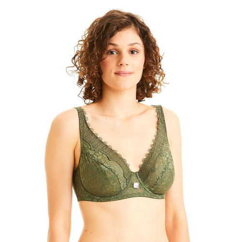 Soutien-gorge grand maintien vert Pamoison - Pomm Poire - Promo fitancy lingerie grande taille