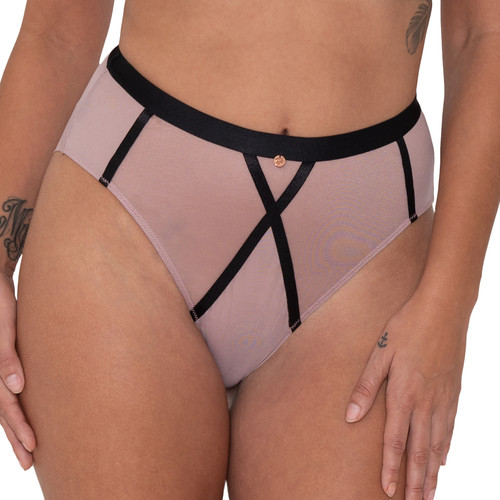 Culotte taille haute Scantilly SHEER CHIC noire - Culotte rose