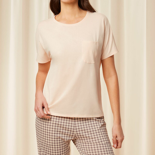 Haut De Pyjama T-shirt Avec Poche Triumph Mix & Match Beige  en coton Triumph  - Lingerie sexy promotion